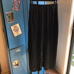Vintage Long Black Sears Slip with Lace Slit